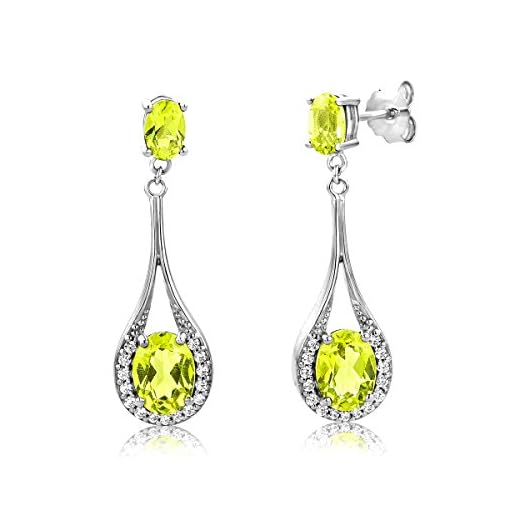 ByJoy Damörhängen 925 sterling silver oval slipning grön peridot