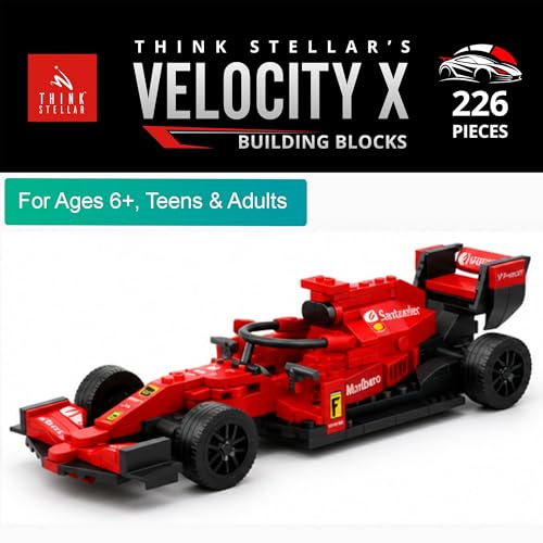 Image of Velocity X Racing Car Building Blocks Set - 225+ Pieces Toy Car Construction Kit for Kids 6+, Teens & Adults | Build 8 Unique Formula Race Cars | STEM Educational, Birthday Gift Toy