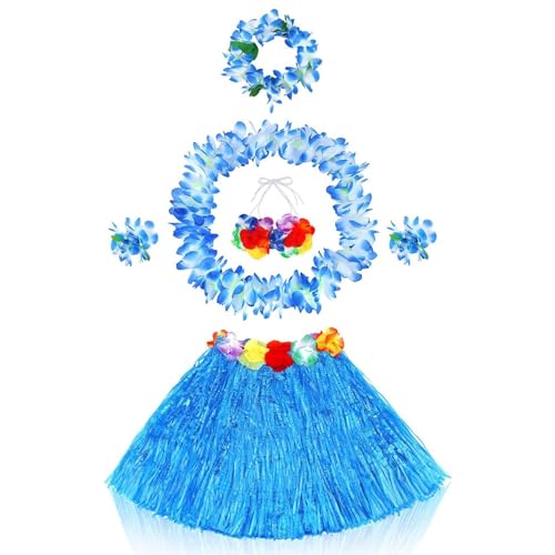 Falda hawaiana de pasto 30cm/40cm set 6 pzas niñas miniatura 1
