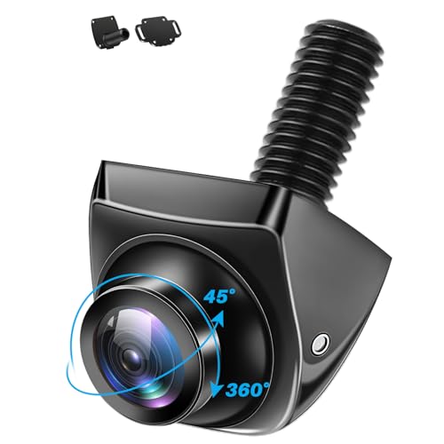 【4 Modes Button Switch】 AHD 1080P Backup Camera for Car 180°Wide Angle Rear Camera with Clear Night Vision 360°+45° Rotatable Front/Side/Rear View Camera IP69K Waterproof Reverse Camera Fisheye Lens