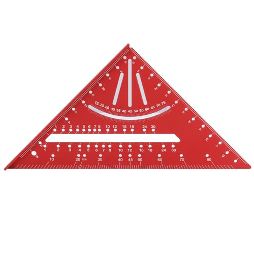 90 Degree Rafter Square Protractor:Aluminum Alloy Triangle Ruler for Woodworking,Multi Angle Measuring and Marking Tool(7 Inch) (Red)
