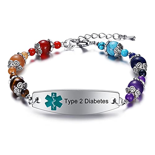 JF.JEWELRY Women's Beaded Medical Alert Bracelet
