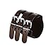 EVER FAITH 3 Layer Wide Belt Genuine Leather Men Wristband Dark Brown Bracelet Unisex Couple