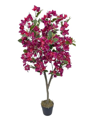 Image of Fox & Fern Artificial Bougainvillea Plant | with Basic Pot | Elevate Any Corner of Your Home /Office | Ornamental Plant Best for Home Decor (Pack of 1) (Ht. 4Ft) (Magenta) GAJW3489