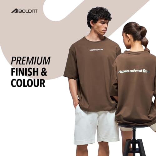 Image of Boldfit Tshirt for Man Unisex Oversized Tshirt for Woman Graphic Tees Supreme Comfort, Effortless Style Oversized T Shirt for Men, Breathable Polycotton T-Shirt for Lounging, Casual Outing, Yoga Wear