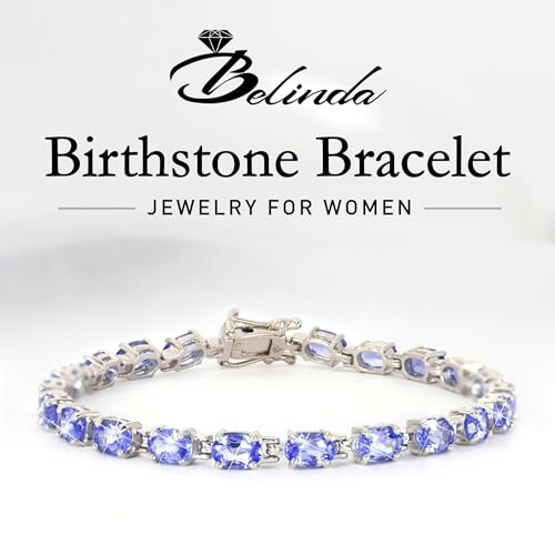 Gemstone Tennis Bracelet With 21 Oval Gems, 925 Sterling Silver Birthstone Bracelet, 7" Box and Tongue Latch2