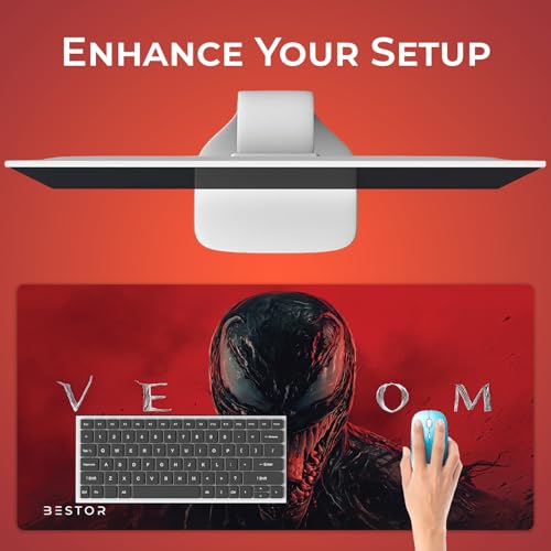 Image of BESTOR Extended Gaming Mouse Pad 90x45cm Large Deskmat - Ultra Smooth Speed Surface with Stitched Edges, Anti-Slip Rubber Base, 3-Layer Premium Build, Non-Slip Keyboard & Mouse Mat for Gaming