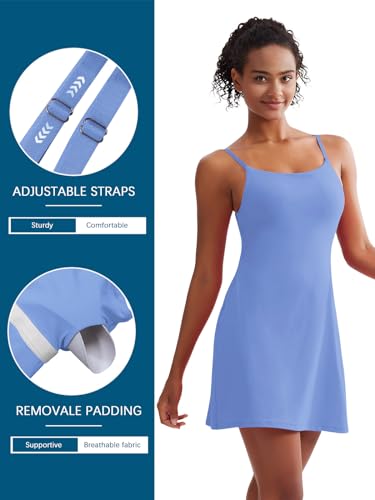 Image of Sexyasasii Women's Summer Tennis Dress with Built in Shorts and Bra Sleeveless Backless Workout Active Exercise Golf Dress