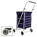 Eagle Cesta plegable de 4 ruedas para la compra, para la compra, para la ropa, con ruedas, lona/gamuza (lienzo azul liso)