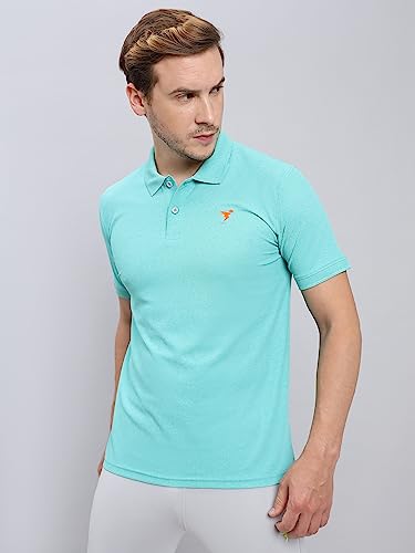 Image of TECHNOSPORT Men's Polyester Slim Fit Self-Design Short Sleeve Polo Matpiq T-Shirt with Anti Microbial, Techno Dry for Regular and Casual Use