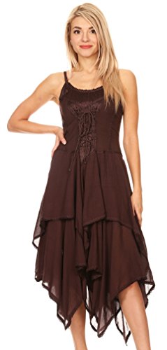 Image of Sakkas Lady Mary Jacquard Corset Style Bodice Lightweight Handkerchief Hem Dress