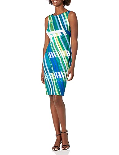Calvin Klein Women s Sleeveless Fitted Cocktail Sheath Dress, Mead Multi, 6