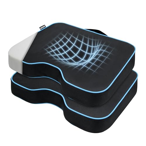 MYDAYS Stadium Seat Cushions for Bleachers 2 Pack with 2.8" Extra Thick High-Density Memory Foam, Portable Comfortable Outdoor Chair Pads for Sporting Events, Travel, Camping (Black) (Black)
