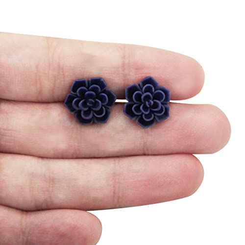 Handmade Succulent Earrings 13mm Hypoallergenic 925 Sterling Silver Post Soft Ceramic Resin Stud Earrings for Women Sensitive Ears2