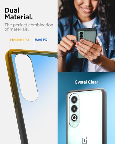 Image of Spigen Essential Sand Crystal | OnePlus Nord CE4 5G Case [Transparent] [Black Bumper] OnePlus Nord CE4 5G Back Cover | TPU+PC - Matte Black