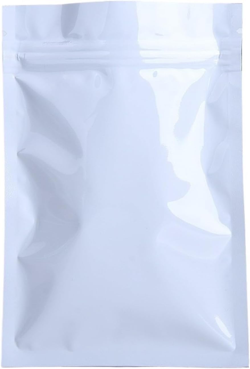 Sacchetti piatti con chiusura a zip, Borse portaoggetti piatte con chiusura a zip multicolori di varie dimensioni(White,14x20cm)