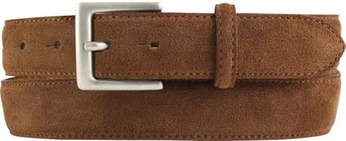BELTINGER Gürtel aus Veloursleder 3,0 cm | Velour-Ledergürtel für Herren 30mm | Wildleder-Gürtel mit antik-silber Gürtelschließe | Tabac 95cm