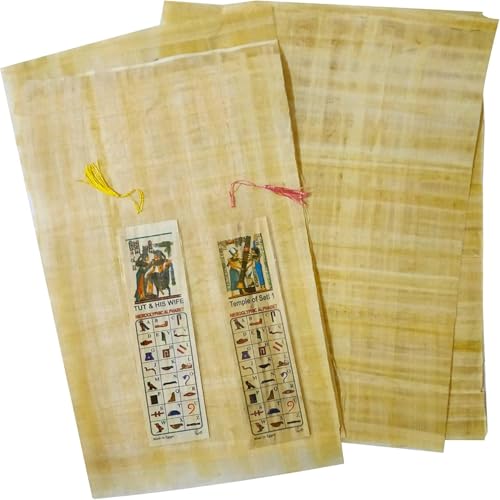 15 Egyptian Blank Papyrus Paper 12 X 8 (30 x 20 cm) Ancient Pharaoh Alphabets Papyrus Sheets Papyri for Art Project Scrapbooking and School History Ideal Teaching Aid Scroll Paper + Book Mark Gift