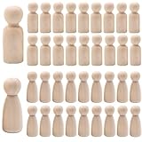 SWYZOR 50 Pezzi Bambola Piolo di Legno, Peg Dolls Non Finiti, Peg Doll Legno, Bambole a Pioli in Legnos, Mini Bambola Gente Femmina e Maschio per Fai Da Te Creazioni Artistiche e Painted
