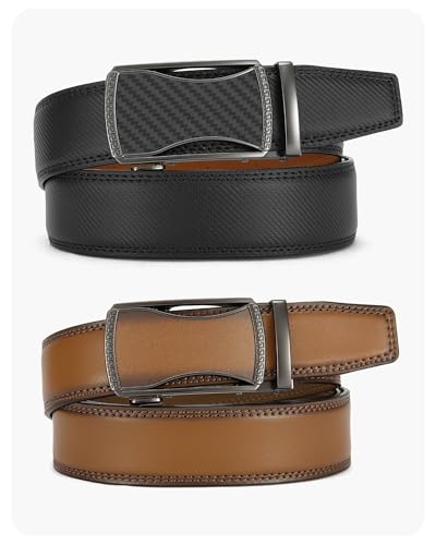 Image of CHAOREN Leather Ratchet Belt Men 2 Pack - Customizable Fit, Effortless Style (35mm)