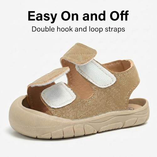 Vecull Baby Protective Toe Summer Sandals for Boys Girls Non-Slip Soft Sole Infant Toddler First Walking Shoes 6-24 Months