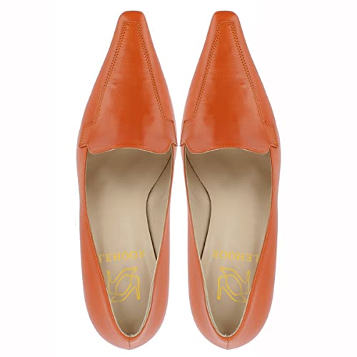 Image of LEHOOR Women Vintage Chunky Block Heel Pumps Shoes Square Pointed Toe Slip On Formal Office Work Business Loafers Shoes Suede Snakeskin Cone Heel Oxford Shoe Ladies Professional Chic Fall 4-11 M US