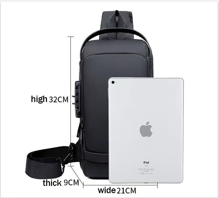 Yatee Men’s Sling Bag with USB Charging Port, Anti-Theft Crossbody Chest Bag, Waterproof Shoulder Backpack for Travel, Office, College & Daily Use (Black) 2
