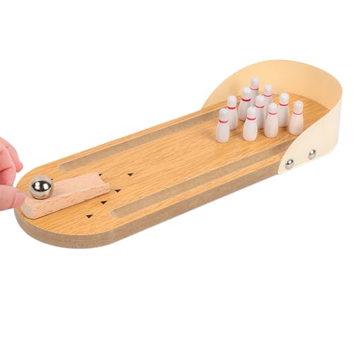 JurciCat Bowling Set Kinder Kegelspiel für Kinder Mini Bowlingbahn mit 10 Pins Mit Hölzernen Desktop Wichtelgeschenk für...