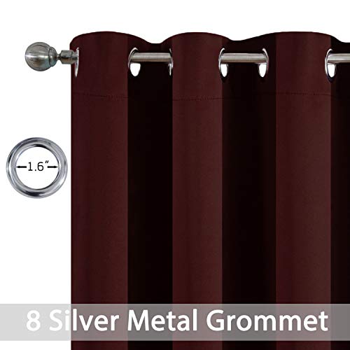Yakamok Treatment Blackout Thermal Insulated Room Darkening Solid Grommet Curtains/Drapes for Bedroom,Bonus 2 Tie Backs Included (Burgundy Red,52x72-inch, 2 Panels)