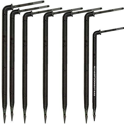 Suinga - 50 ESTACAS RIEGO por Goteo Curva. Piqueta de riego Pica Gota. 50 estacas de Goteo 2,6 litros por Hora. Color Negro Cover