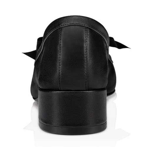 FOWT Women Square Toe Cute Bow Pumps Slip on Block Low Heel Comfy Work Office Daily Casual Shoes Size 4-16 US3