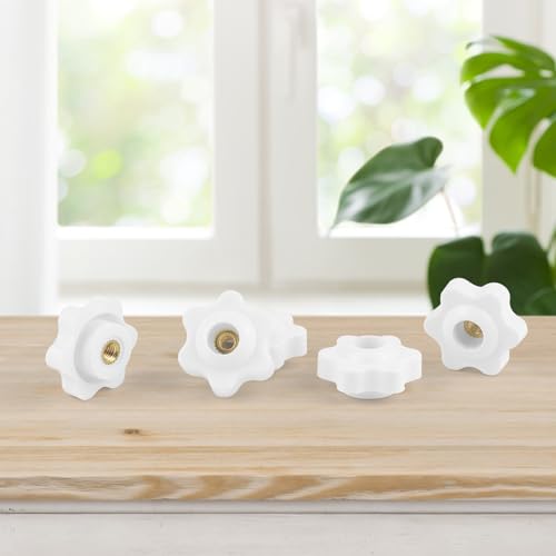 JJWNMLL 10PCS Clamping Screw Knob Star M4-outer Diameter 25 Thumb Bolts Thread Replacement Star Hand Knob Tightening, White Grip - Image 4