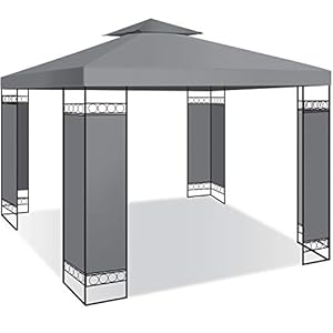 Kesser® Paviljoen, partytent, 3 x 3 meter, waterafstotend, uv-bescherming 50+, metalen frame, tuintent, luxueus tuinpaviljoen, 9 m², feesttent, grijs