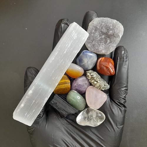 Kit 12 Cristais Essenciais para o Dia a Dia | Chakras, Pedras Naturais, Brutas e Roladas | Para Equi
