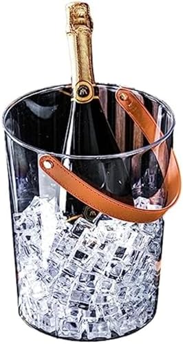 アイスペール 氷入れ ワインクーラー シャンパンクーラー アイスコンテナ 氷いれ容器 溶けない ドリンクサーバー ビール ボトルクーラー 大容量 家庭用 キャンプ用 バー用 KTV アウトドア おしゃれ クリア ハンドル付き (A)