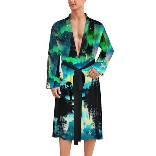 Moon Funny Bigfoot Alien Bathrobe Spa Robe Unisex Robes Sleepwear Loungewear Lightweight