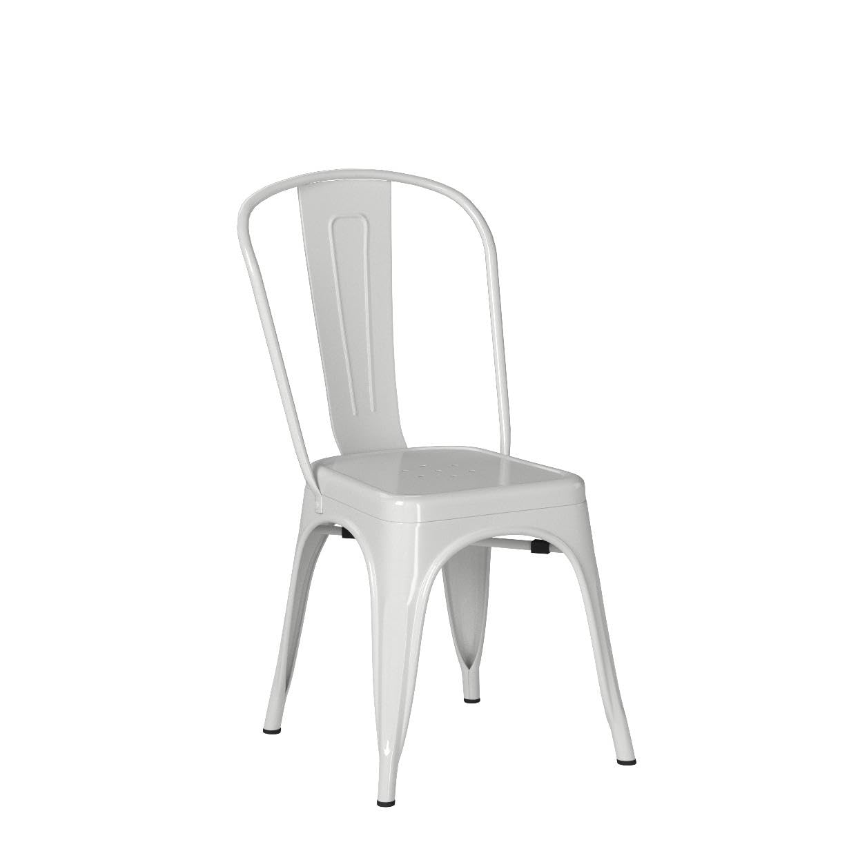 Lot de 4 Chaises de Salle à Manger Empilables en Métal Style Industriel Vintage, Convient pour Une Utilisation Intérieure et Extérieure, Chaise de Jardin, Blanc