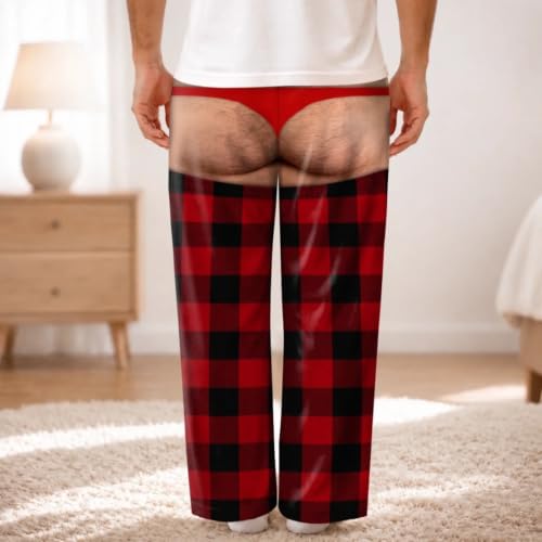 Thong Pajama Pants Man Ugly Christmas Butt Print Loungewear Party & Present - image 4