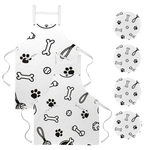 Tablier de cuisine lot de 2 pour nettoyage maison restaurant et jouets chien