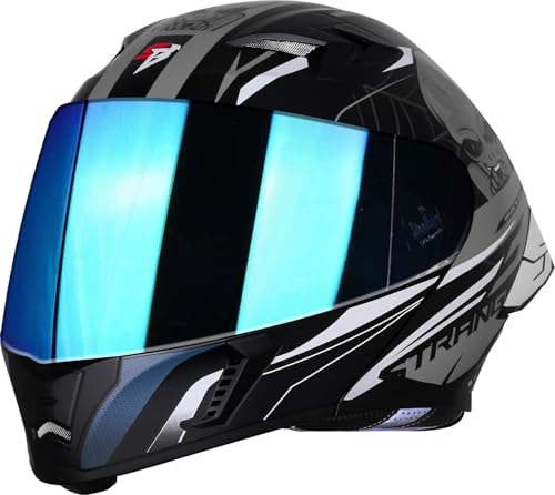 Image of Steelbird SBA-20 Strange ISI Certified Flip-Up Graphic Helmet for Men with Inner Silver Sunshield