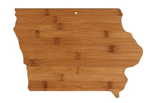 Iowa State Shaped Bamboo Wood Cutting Board For New Family Home Housewarming Wedding Moving Gift