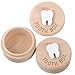 Sibba Tooth Fairy Box 2PCS Natural Wood Tooth Holder Keepsake Box for Lost Teeth 3D Carved Teeth Container Baby Tooths Organizer Memory for Kids Boys Girls Growth Souvenir Baby Shower Christmas Gift