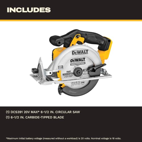 DEWALT 20V MAX Circular Saw, Cordless Sidewinder Style Portable, 6-1/2-Inch Blade, 5150 RPM, 0-50 Degree Bevel Capability, Battery Not Included (DCS391B) - Image 2