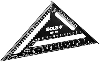 SOLA - RS 30-5in1 Zimmermannswinkel - Anschlagwinkel 30 cm - robuster Schreinerwinkel aus Aluminium mit metrischer Skala - Multifunktionswinkel:Lineal, Anschlagwinkel, Gehrungswinkel, Winkelmesser
