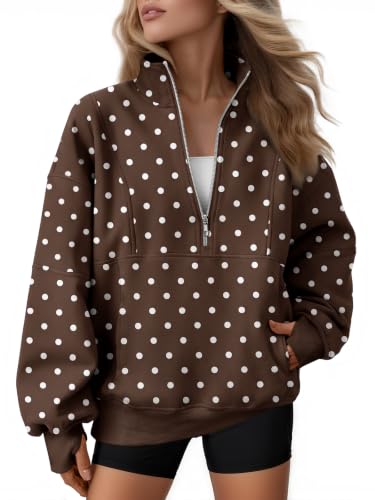 Image of AUTOMET Women's Quarter Zip Oversized Sweatshirt Fleece Mock Neck Pullover
