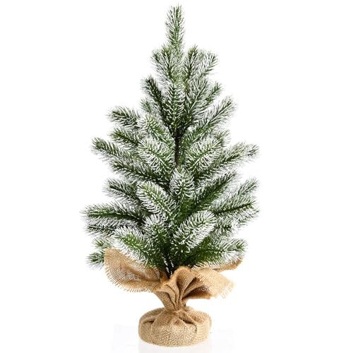 FANTASK 50 cm Künstlicher Weihnachtsbaum, Kleiner Christbaum mit Schnee, 55 Zweigen und Sockel, Tisch Tannenbaum für Weihnachtsdeko, Grün FANTASK 50 cm Künstlicher Weihnachtsbaum, Kleiner Christbaum mit Schnee, 55 Zweigen und Sockel, Tisch Tannenbaum für Weihnachtsdeko, Grün