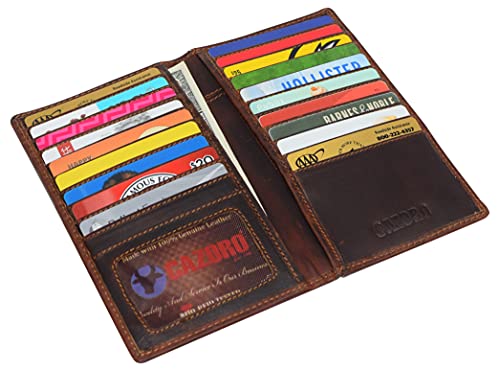 RFID Blocking Bifold Genuine Leather Credit Card ID Holder Long Wallet (Cazoro Brown)4