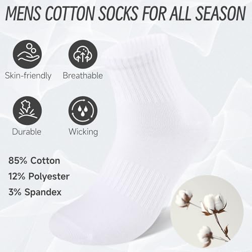 eallco Mens Ankle Socks Cotton Quarter Thin Ankle High Mini Crew Socks for Men 6 Pairs2