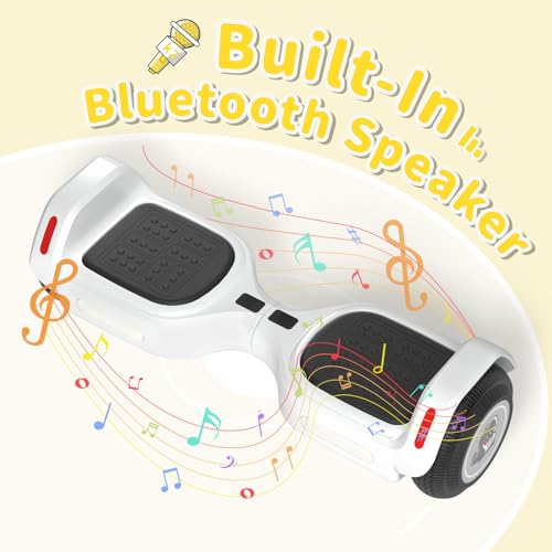 Image of SIMATE 6.5 inch Bluetooth Scooter, LED Lights & APP & Music Speaker, Long Battery Life, Gifts for Kids & Adults & Girls & Boys, for All Ages