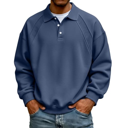 Chemise à manches longues homme et sweatshirt ample à boutons, col quart de zip confortable